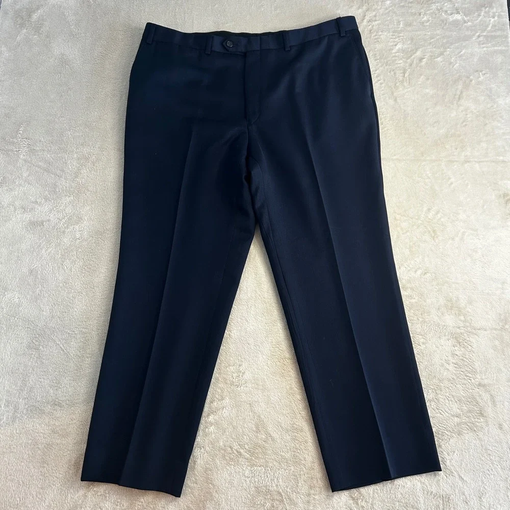 Ralph‎ Lauren Men's 3 Piece Suit 46R 40x28 Navy Blue 100% Wool Formal Wedding